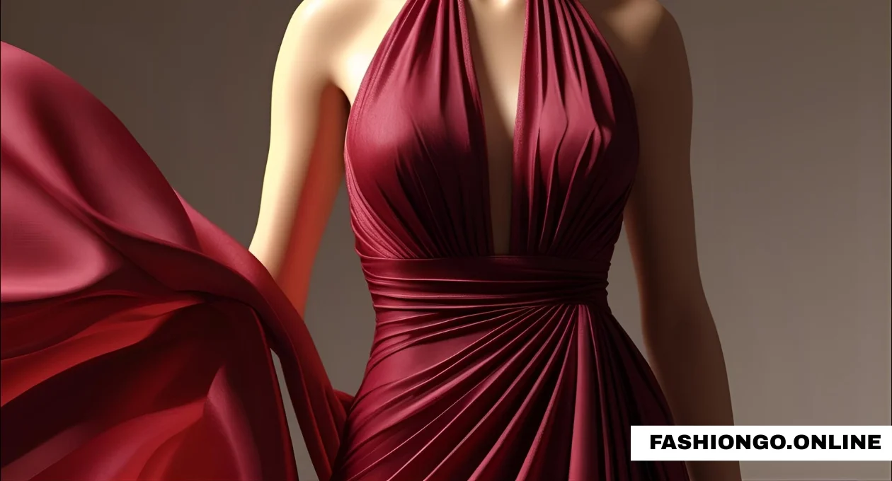 fame and partners vania red plunge halter satin dress