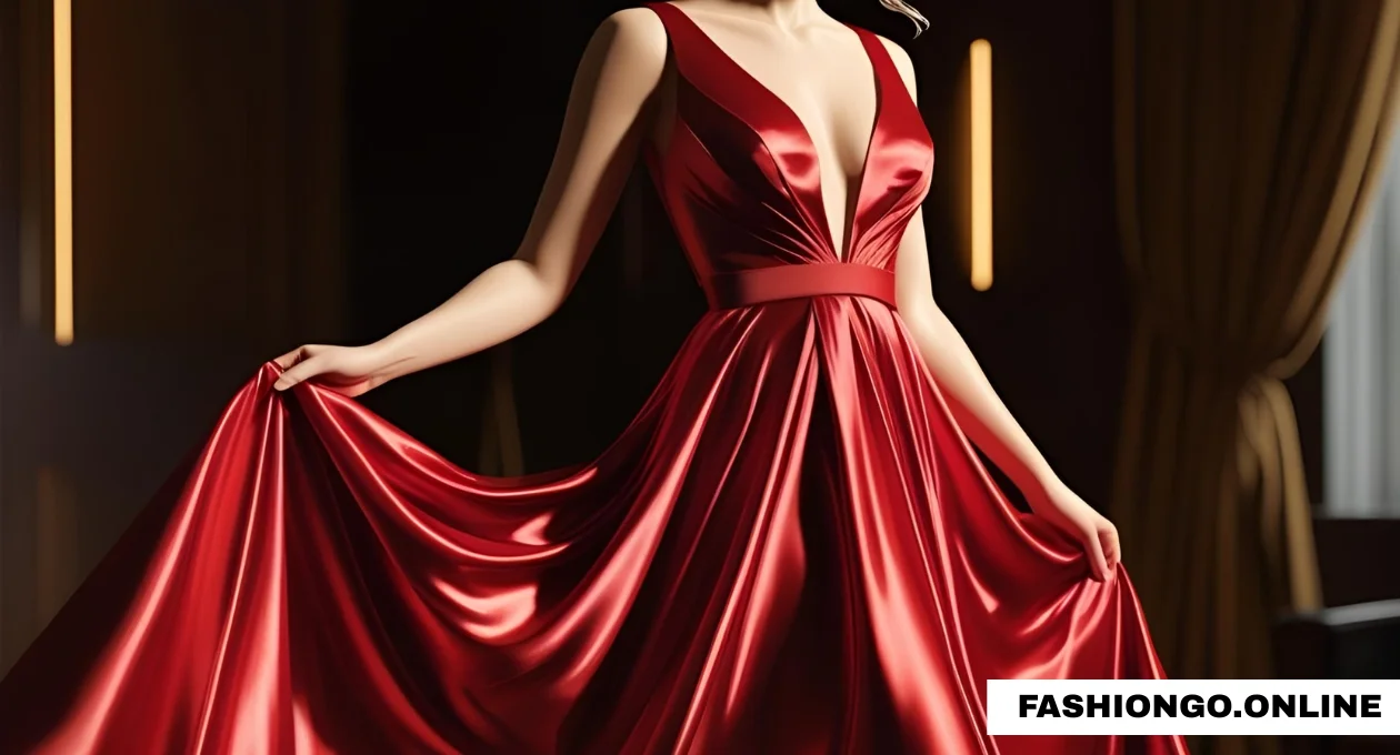 fame and partners vania red plunge halter satin dress