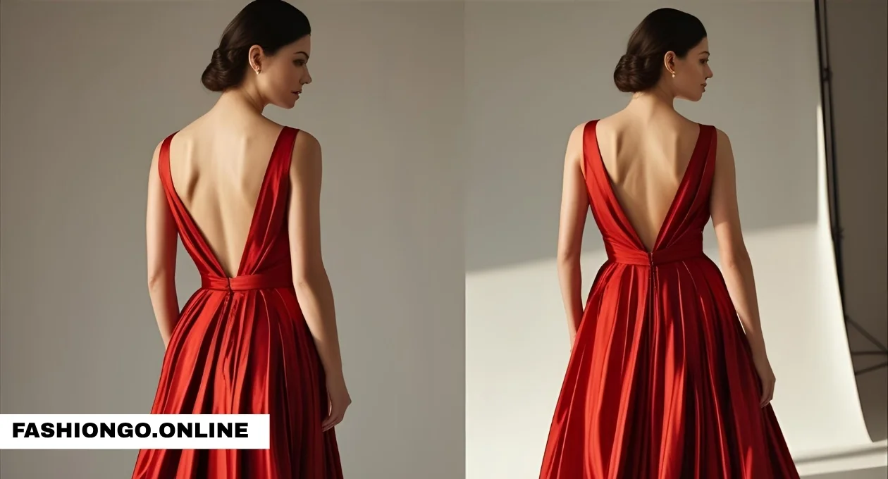 fame and partners vania red plunge halter satin dress